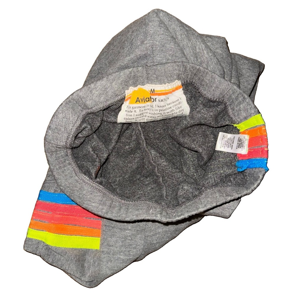 Aviator Nation 5 Stripe Sweatpants Heather Grey Neon Rainbow Joggers Women M Gym - Picture 5 of 8